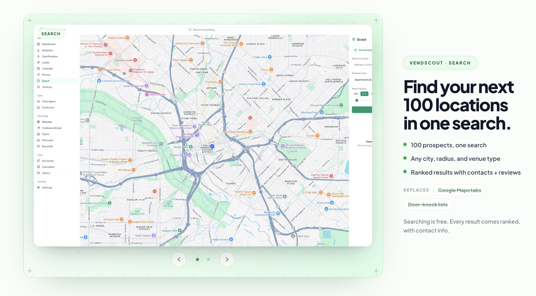 Scout dashboard and location map interface