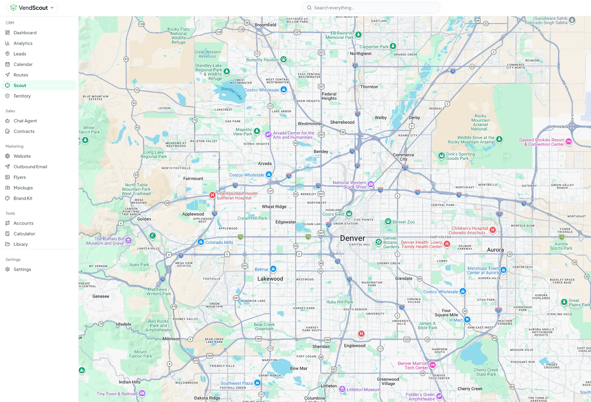 Scout dashboard and location map interface